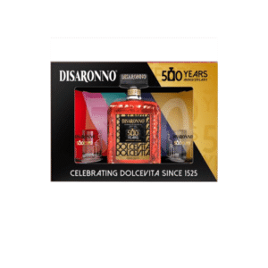 DISARONNO ORIGINAL 70 CL 500 YEARS ANNIVERSARY + 2 GLAZEN GESCHENKVERPAKKING